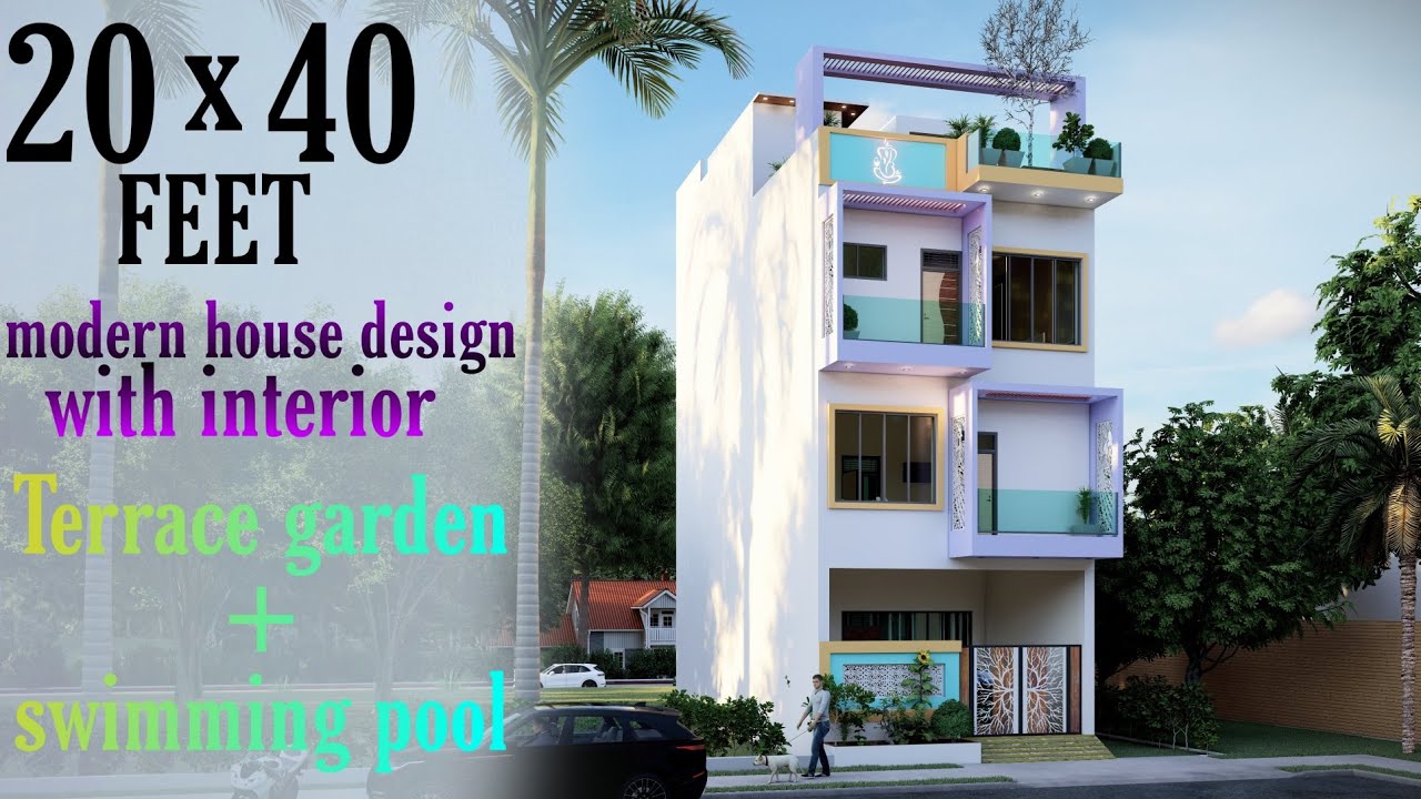 20x40 house plan | Terrace Swimming Pool with Garden area |