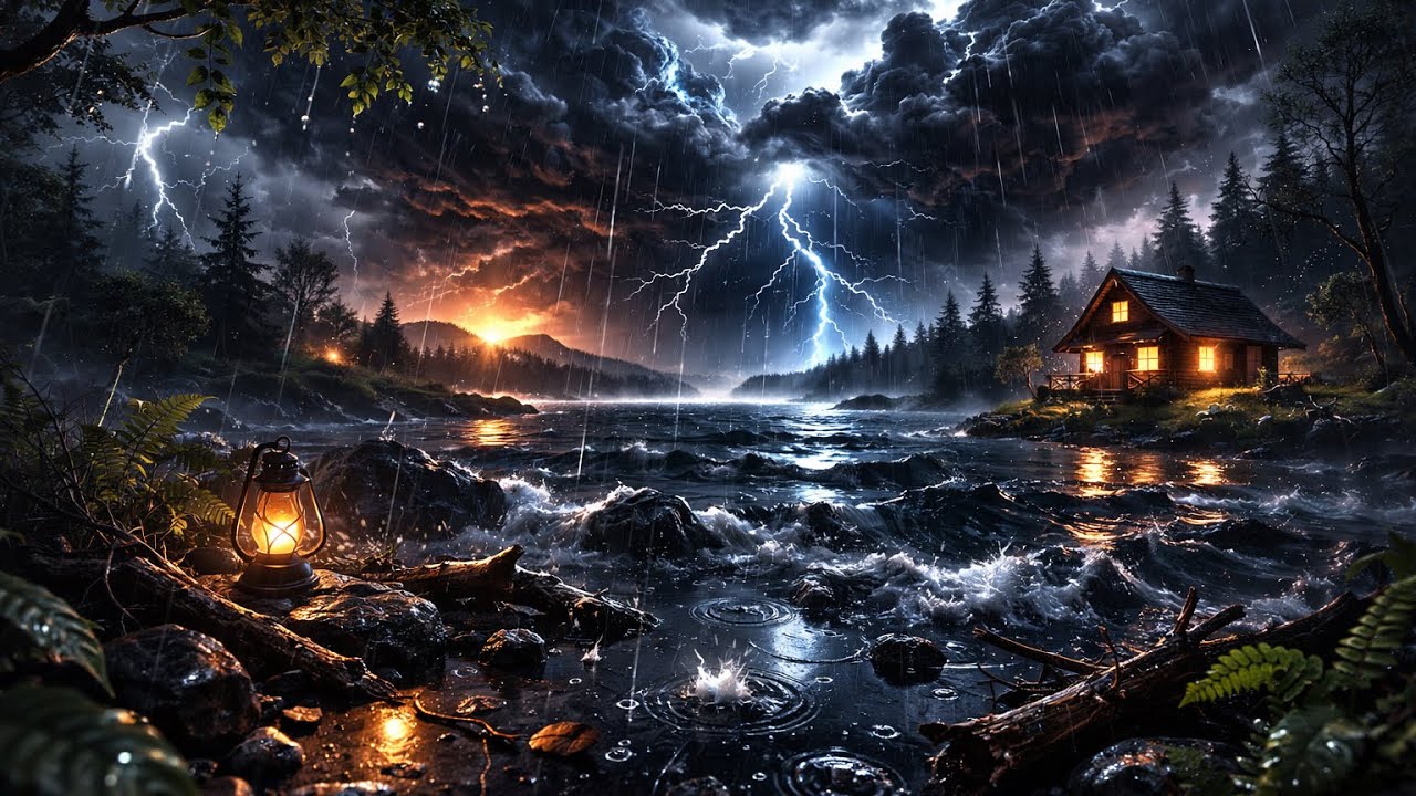 Rain and Thunder Ambience 🌧️⚡ Deep Sleep, Relaxing Storm Sounds, Dark Night Atmosphere