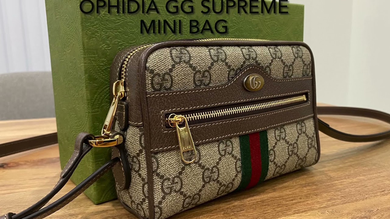 Gucci Ophidia GG Supreme Mini Bag unboxing and what fits