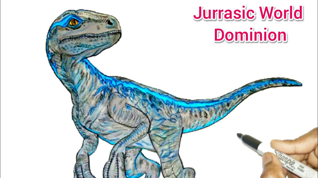 Watch Jurassic Park Dominion Movie 🎥 | How To Draw Blue Velociraptor From Jurassic Park Dominion