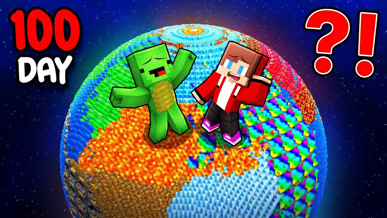 Mikey and JJ Survive 100 Days on a Custom Planet in Minecraft (Maizen)