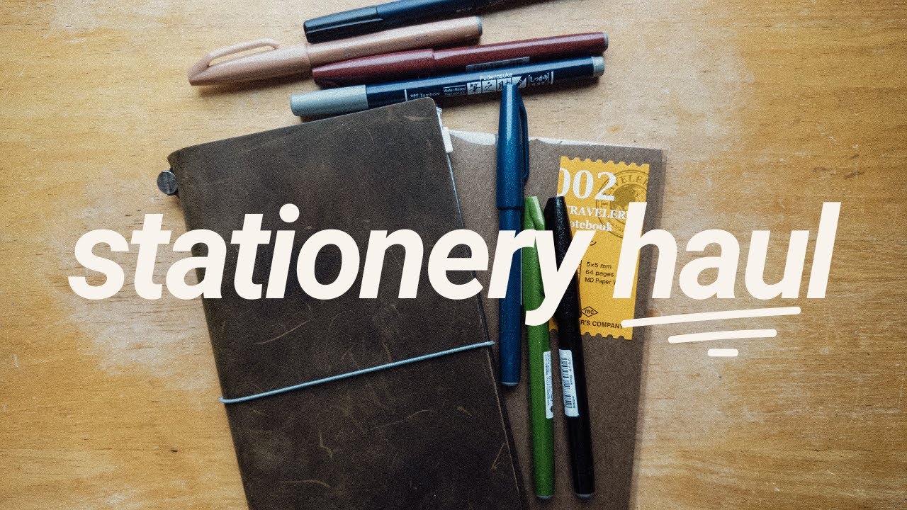 stationery haul!!🖊️📚✨ (UNBOXING + SWATCHES) | traveler's notebook & pentel sign brush pens