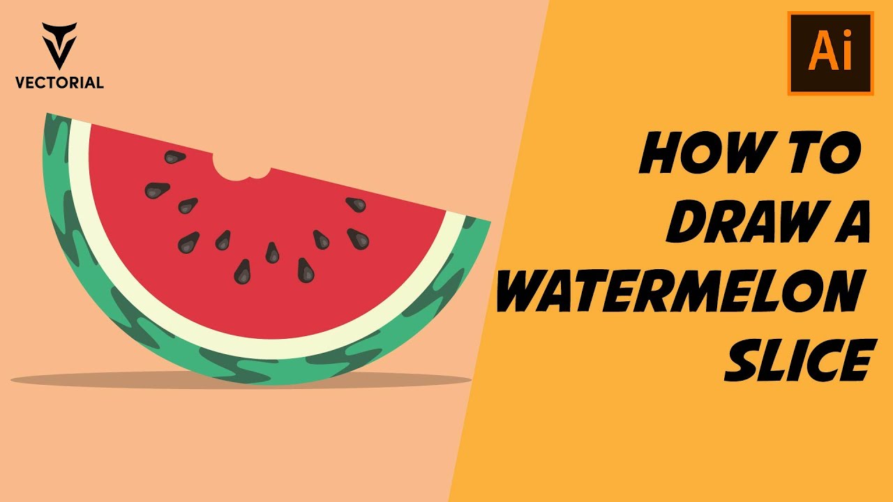 How to draw a Watermelon Slice in Adobe Illustrator - Easy tutorial