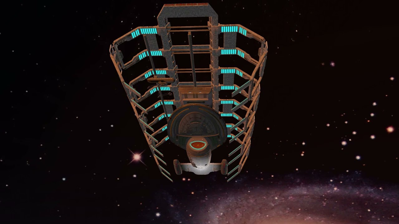 X-plane - USS Voyager entering to a Star Trek space dock.