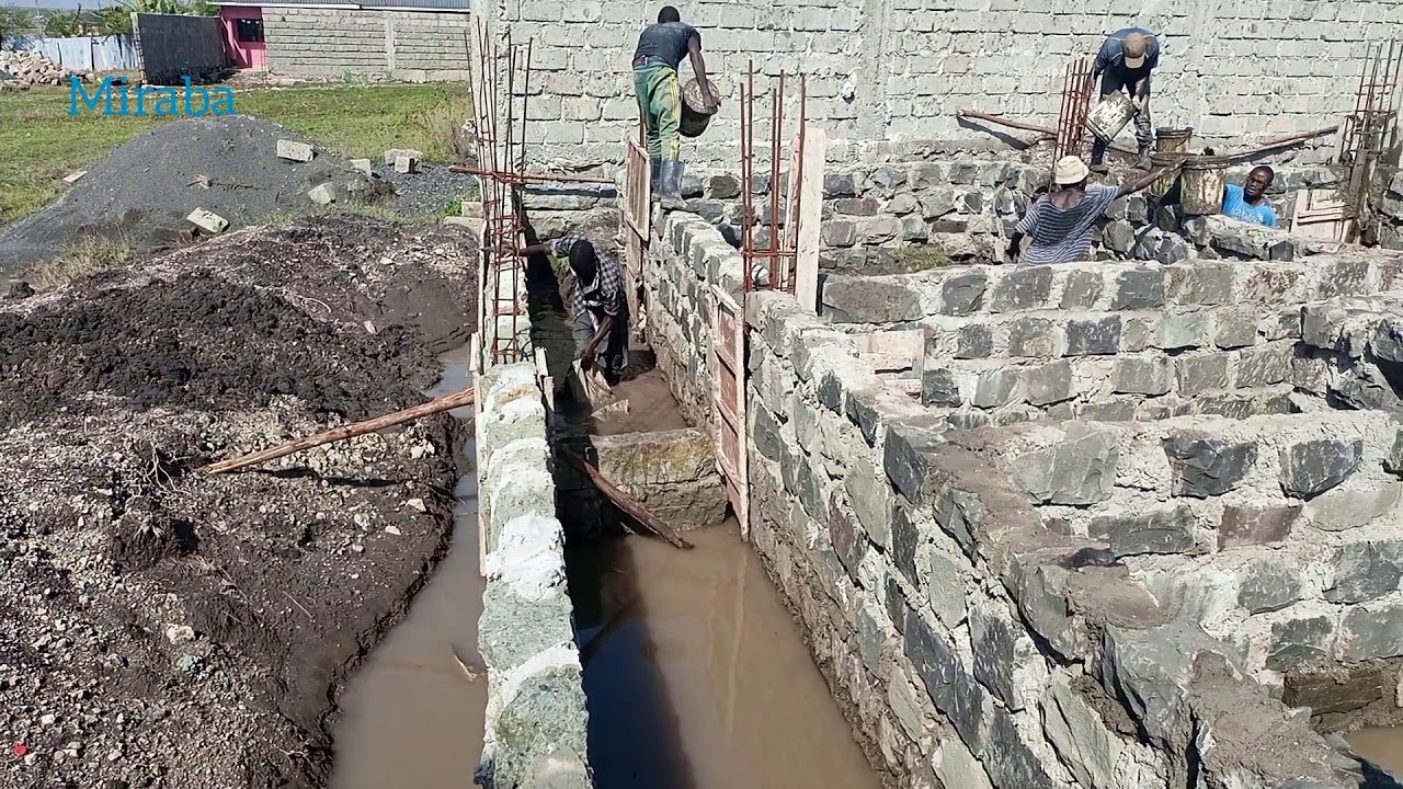 Foundation wall construction _ Building a house in Kenya