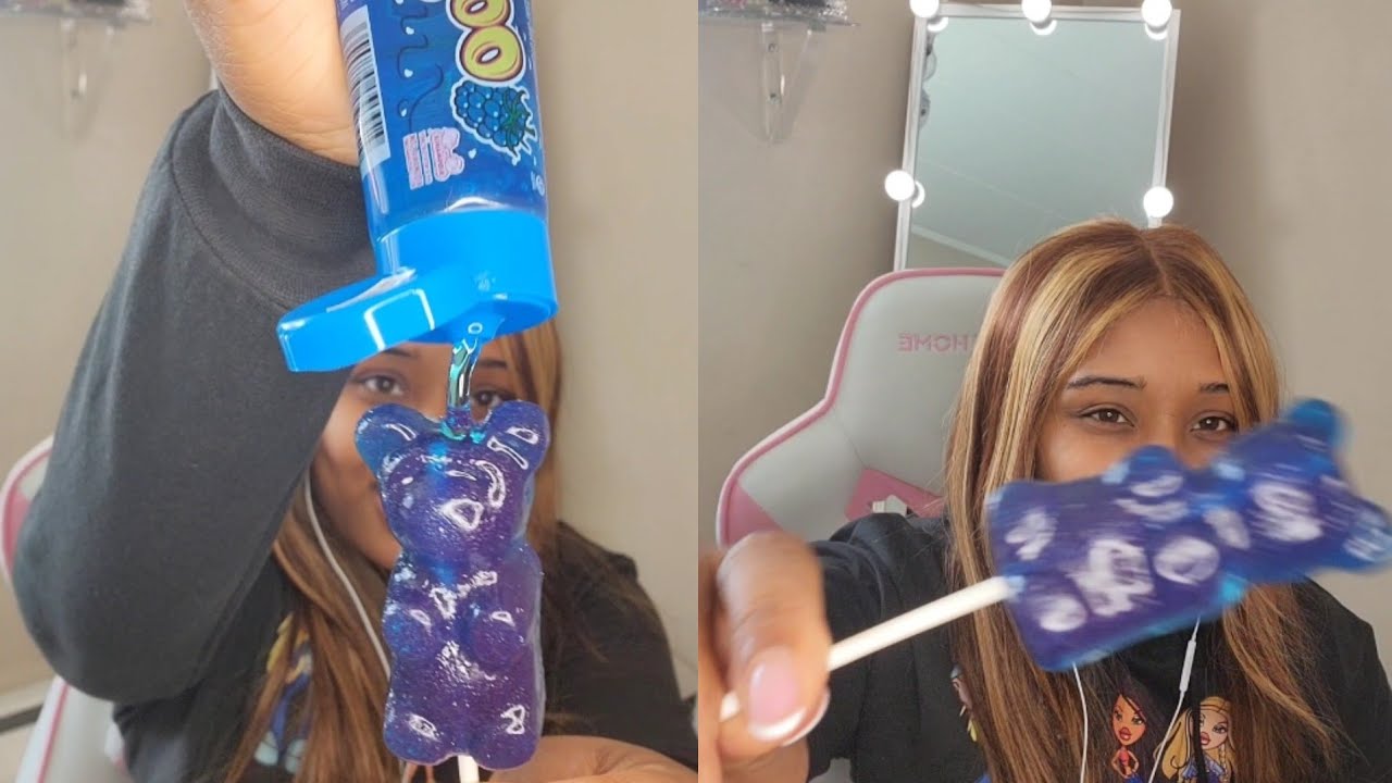 [ASMR] Sugar Rush! Gummy Bear Lollipop & Blue Raspberry Candy Eating 🐻🍭