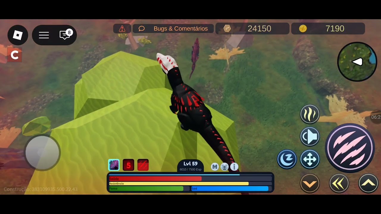 Sobrevivendo com o king e matando tudo do mesmo porte-prehistoria(Roblox)