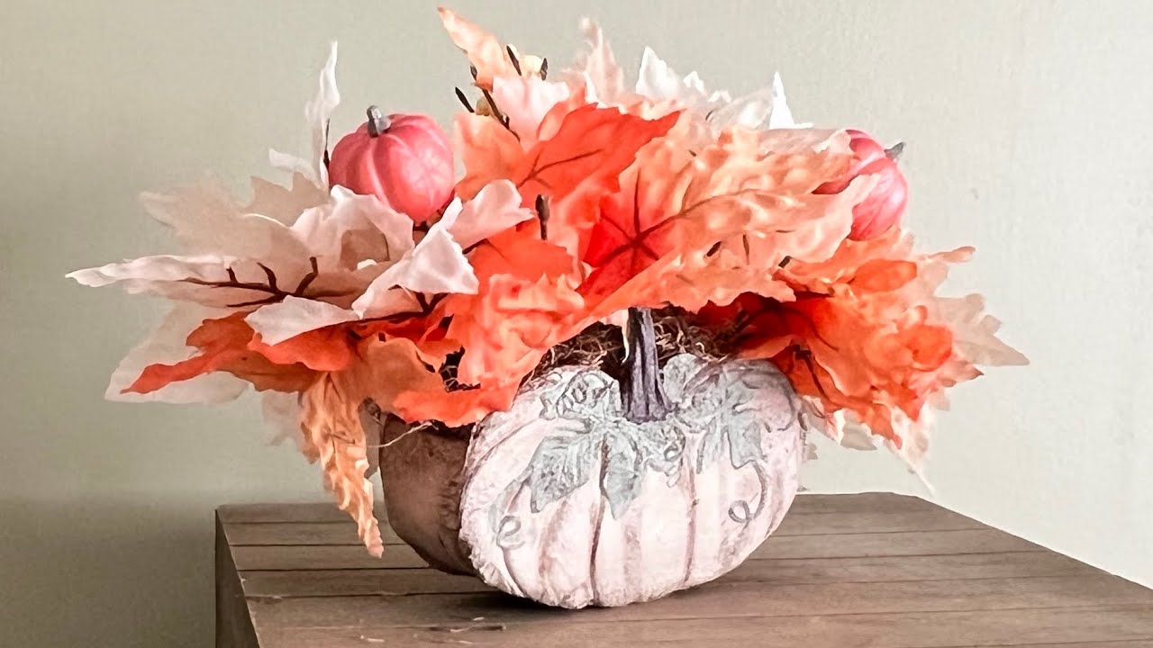 3D IOD Pumpkin with Dollar Tree fall flowers