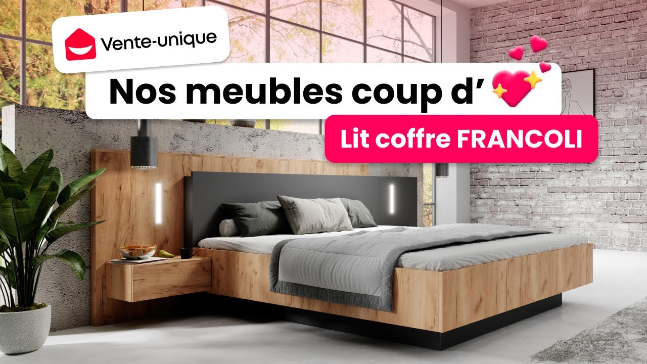Lit Coffre avec chevets et leds FRANCOLI