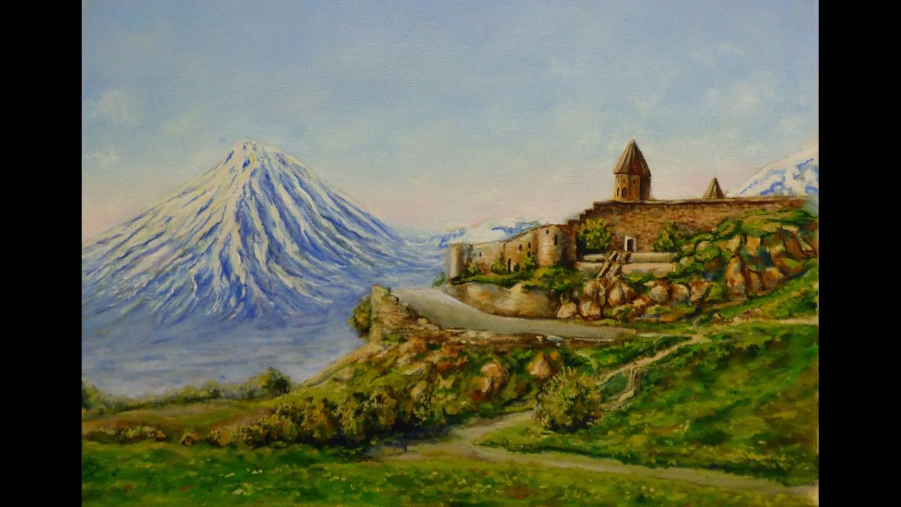 Горный пейзаж Армении маслом - How to draw mountains. Andrew Pugach