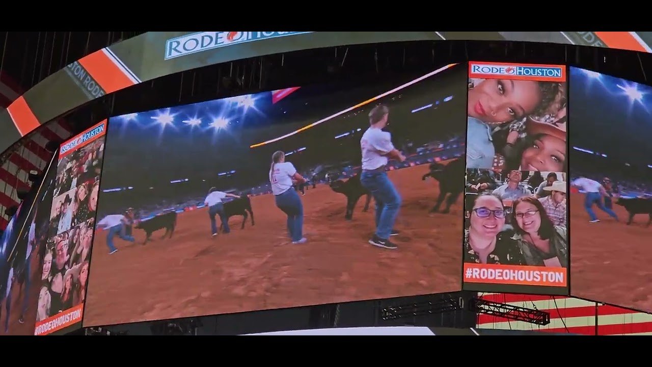Calf Scramble on Night #17 of Houston Rodeo w/Craig Biggio & Lance Berkman as gate openers