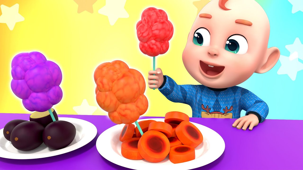 Johny Eats Vegetable Cotton Candy | Healthy Food Song | Rosoo Nursery Rhymes & Kids Songs