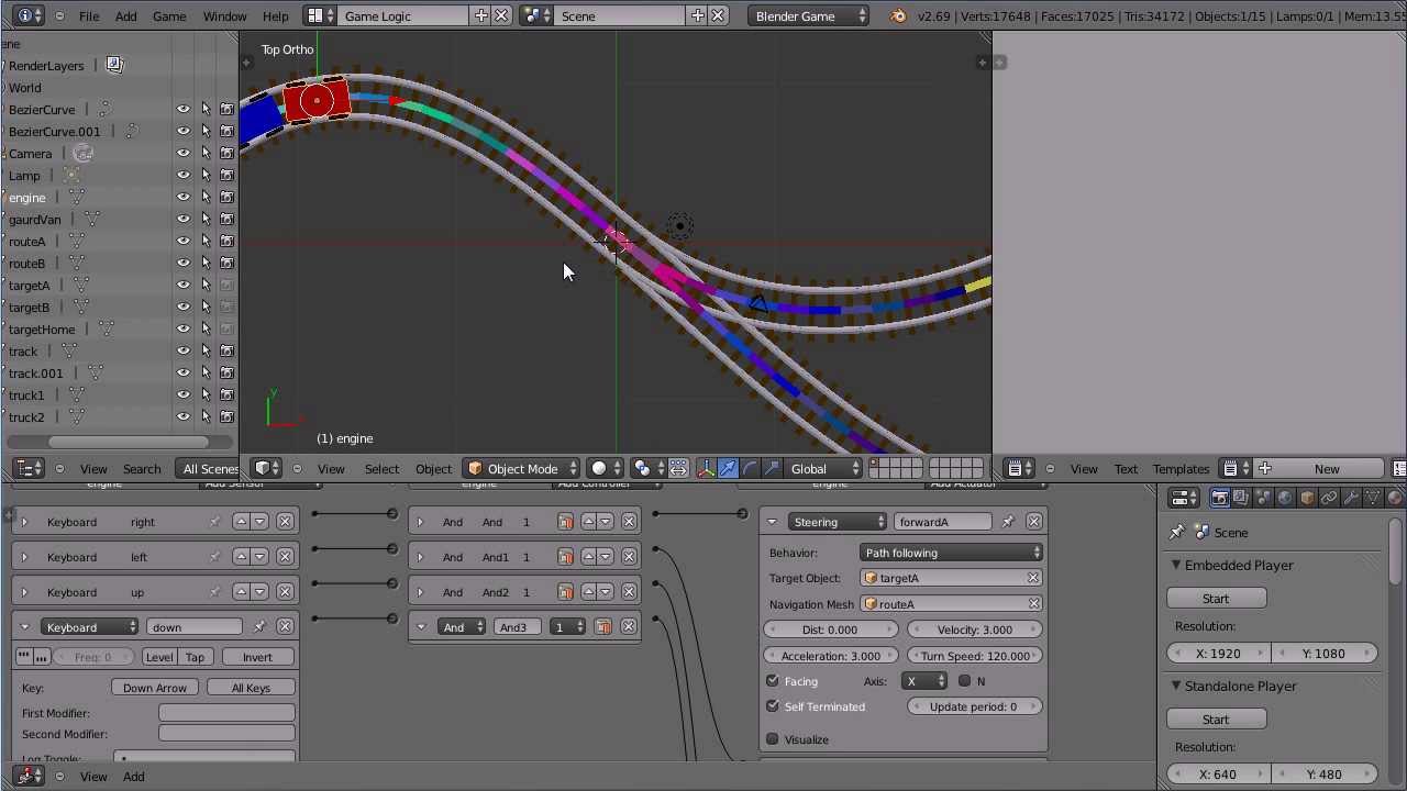 Blender Tutorial Making a Train Follow a Path in the Game Engine Using Steering Actuators