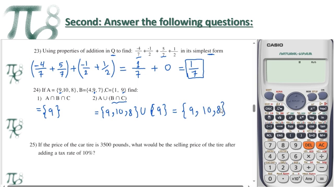 Exercises Pre-Algebra Numbers and Their Operations Algebra Part 4