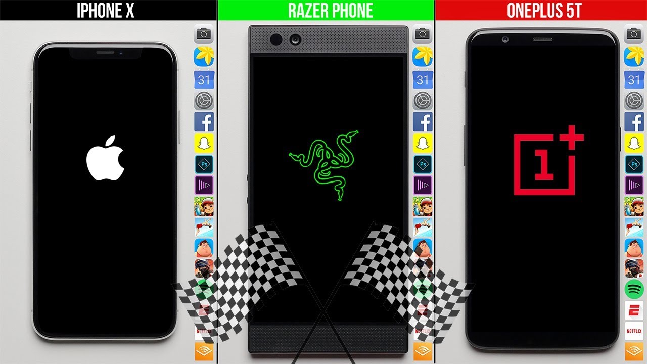 iPhone X vs. Razer Phone vs. OnePlus 5T Speed Test