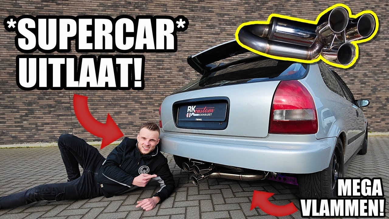 *SUPERCAR*  UITLAAT ONDER MIJN K24 TURBO HONDA CIVIC!🔥