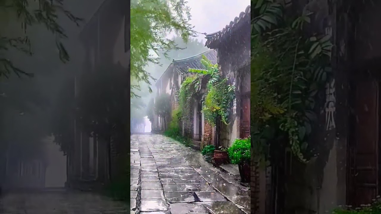 the sound of rain in the village #shortvideo #rain #soundofrain #nature #relxing