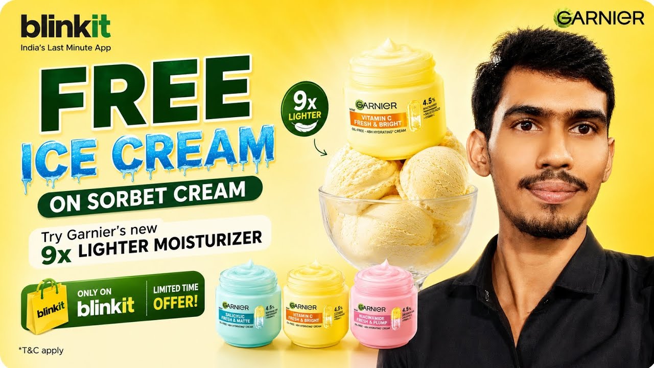 Free Ice Cream on Blinkit🍦| How to Get Free Ice Cream with Garnier Sorbet Cream? Full Proof 😱