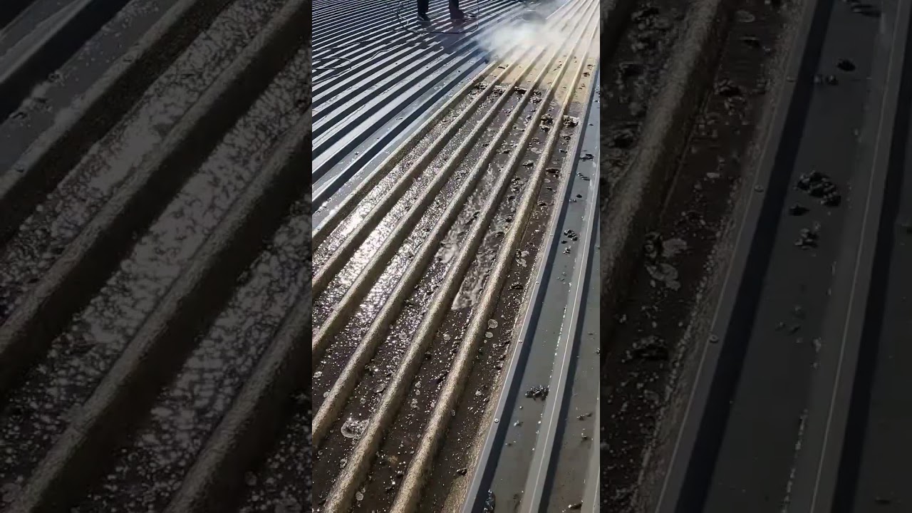 Huge Industrial Roof Clean is So Satisfying! #jetwashing #satisfying #roofcleaning #cleaning