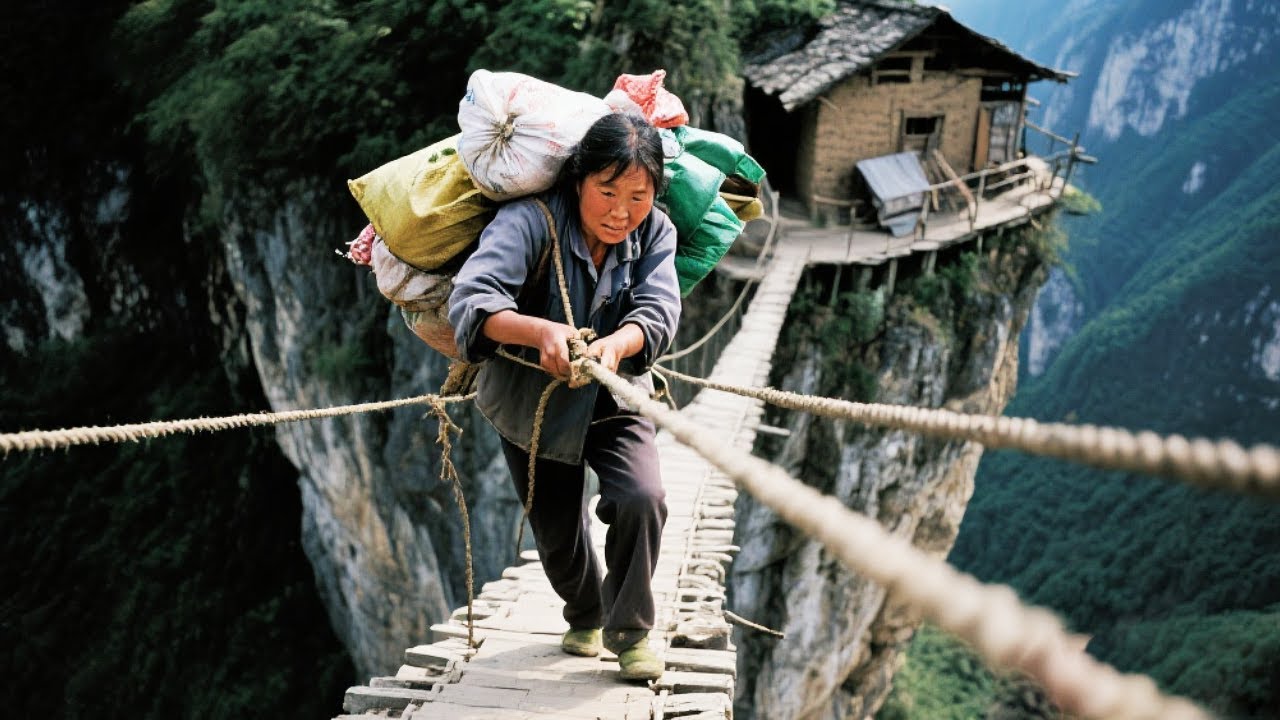 深山里的独居人家，大姐住在悬崖之巅，唯一愿望就是能够在山里修路【乡村阿泰】