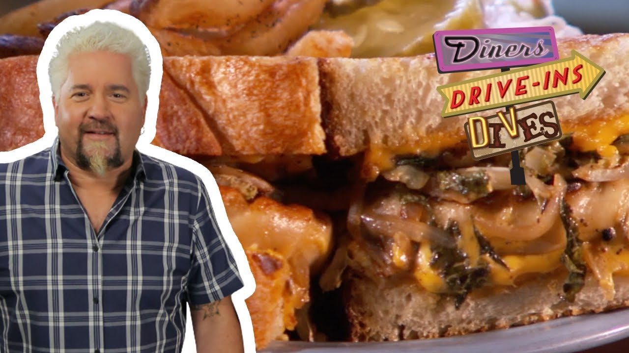 Guy Fieri Tries a PIEROGI-Stuffed Grilled CHEESE | Diners, Drive-Ins and Dives | Food Network