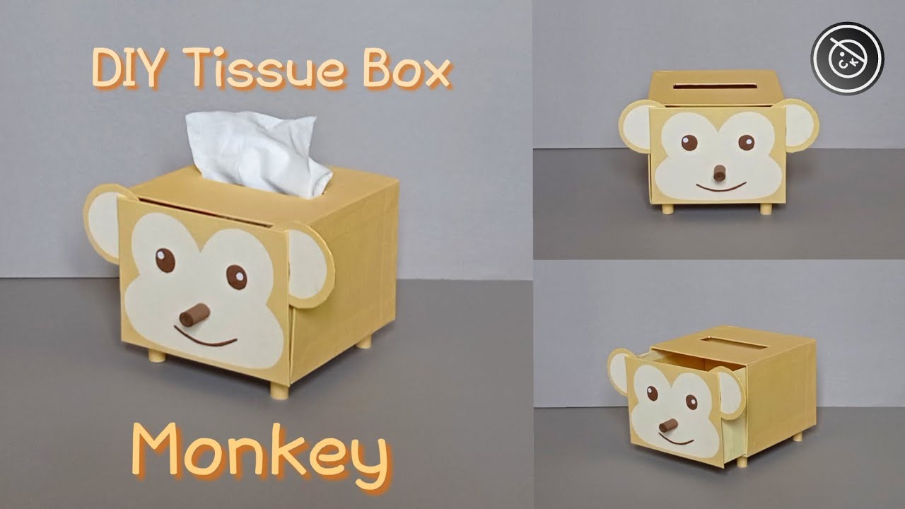 DIY MONKEY TISSUE BOX CARDBOARD | KERAJINAN TANGAN KOTAK TISU DARI KARDUS / KARTON