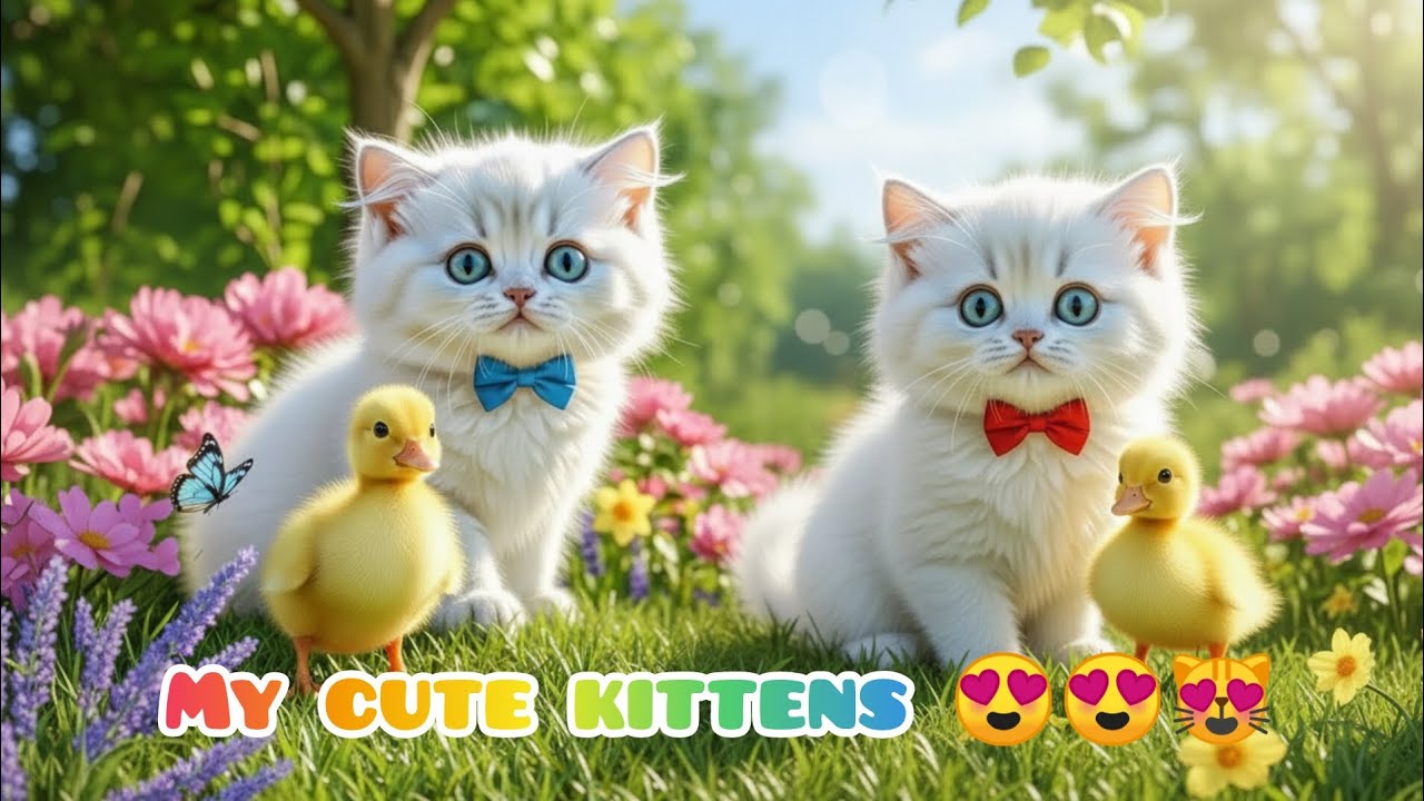 Two Cute Kittens and a Duck Playing Together at Home & Garden 🐱🦆 | Funny & Adorable Moments