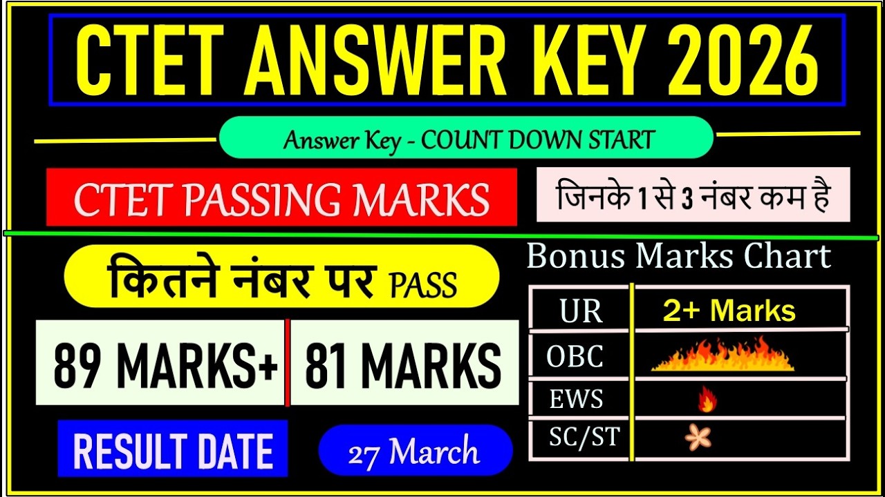 CTET ANSWER KEY 2026 | CTET ANSWER KEY WHEN WILL BE RELEASED ? | CTET RESULT DATE | CTET BONUS MARKS
