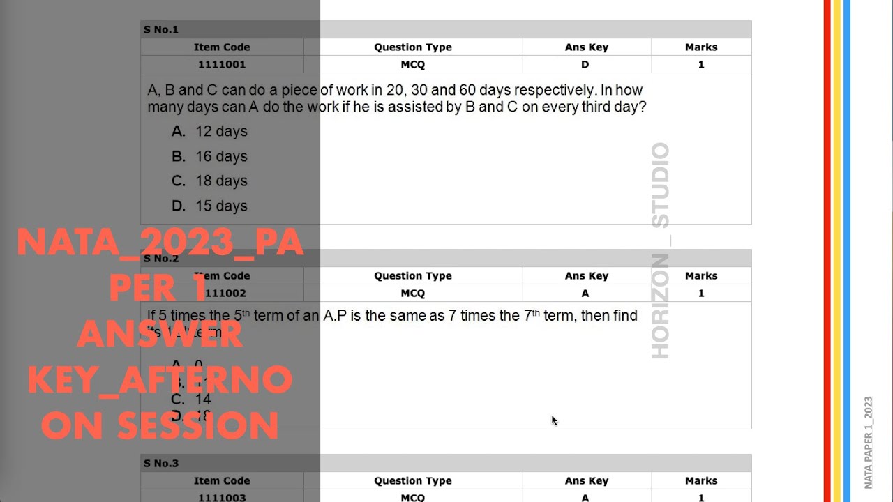 NATA PAPER 2023 // ACTUAL QUESTION PAPER_YEAR 2023 // ANSWER KEY_PAPER 1_NOON #NATA #nata2023