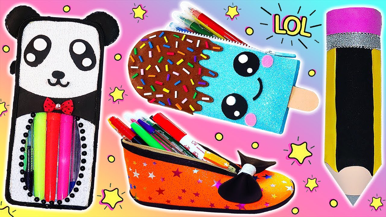 ♥ Tutorial: 4 Ideas diferentes de Estuches Originales (Panda, Zapato, Helado y Lápiz en 3D ♥