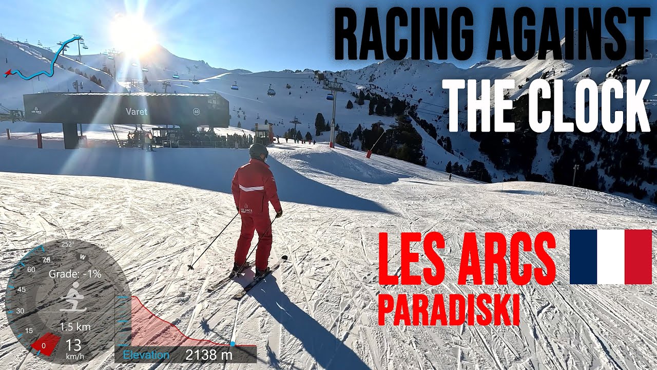 [4K] Skiing Les Arcs, It's Getting Late! Racing Against The Clock, Paradiski France, GoPro HERO11