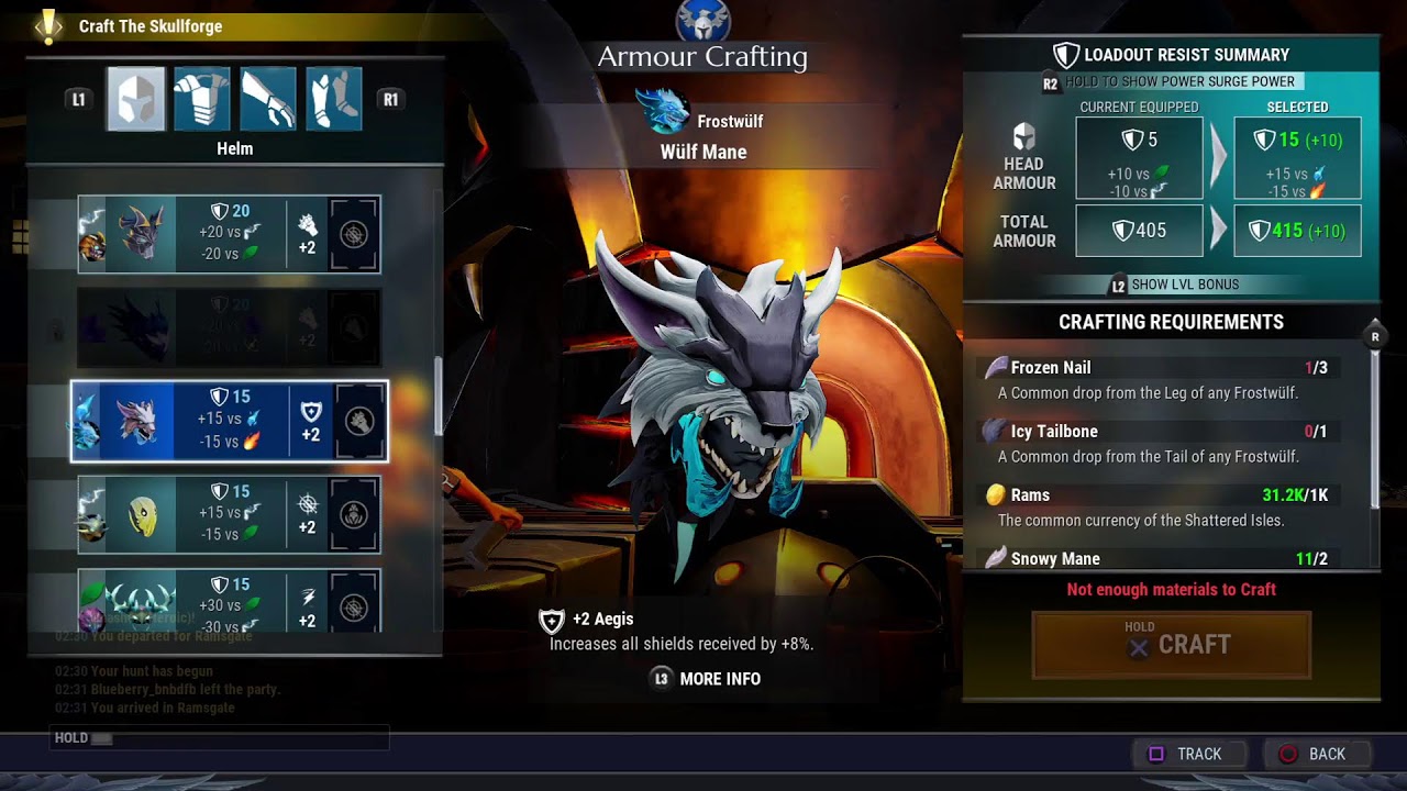 Dauntless Grinding for FrostWulf Armor and Weapon