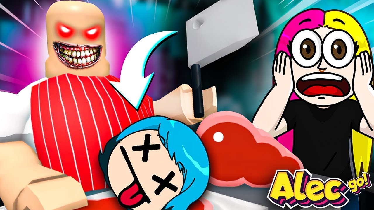 O AÇOUGUEIRO DO MAL ME PEGOU !!! ROBLOX ESCAPE Evil Butcher Shop Obby ( Alec GO! )