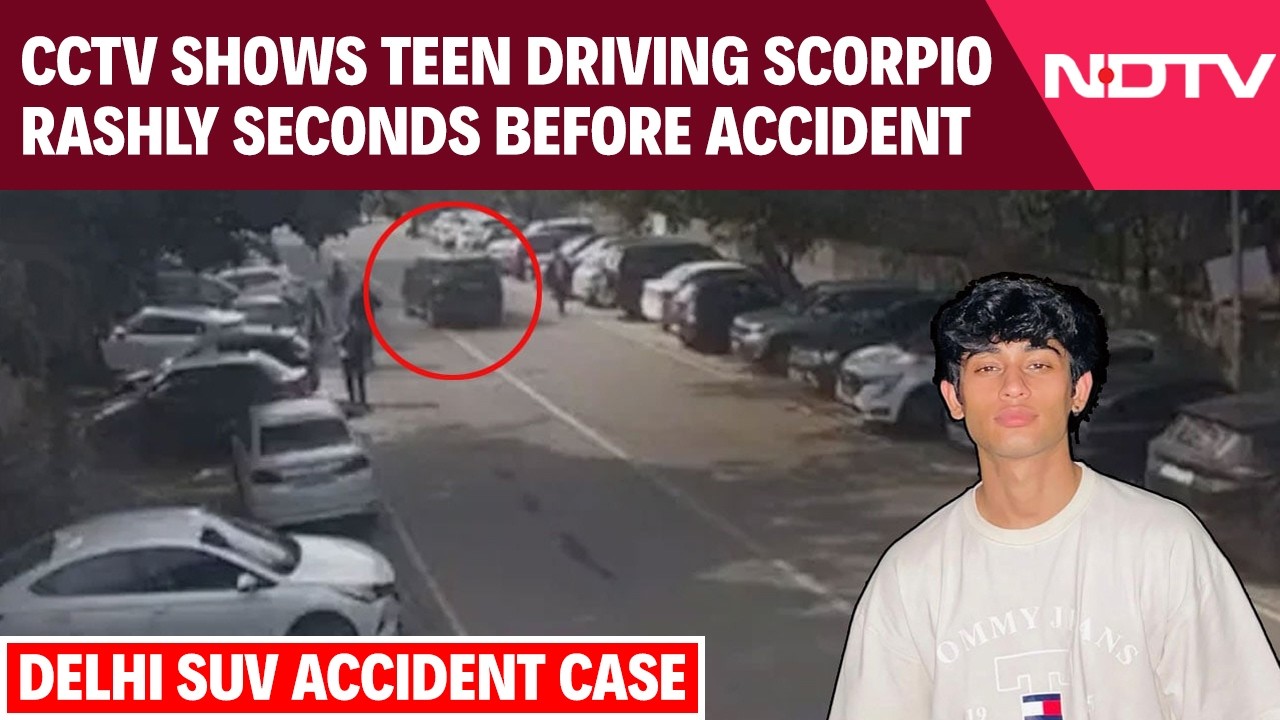 Delhi SUV Accident | CCTV Shows Teen Driving Scorpio Rashly Seconds Before Killing 23-Year-Old