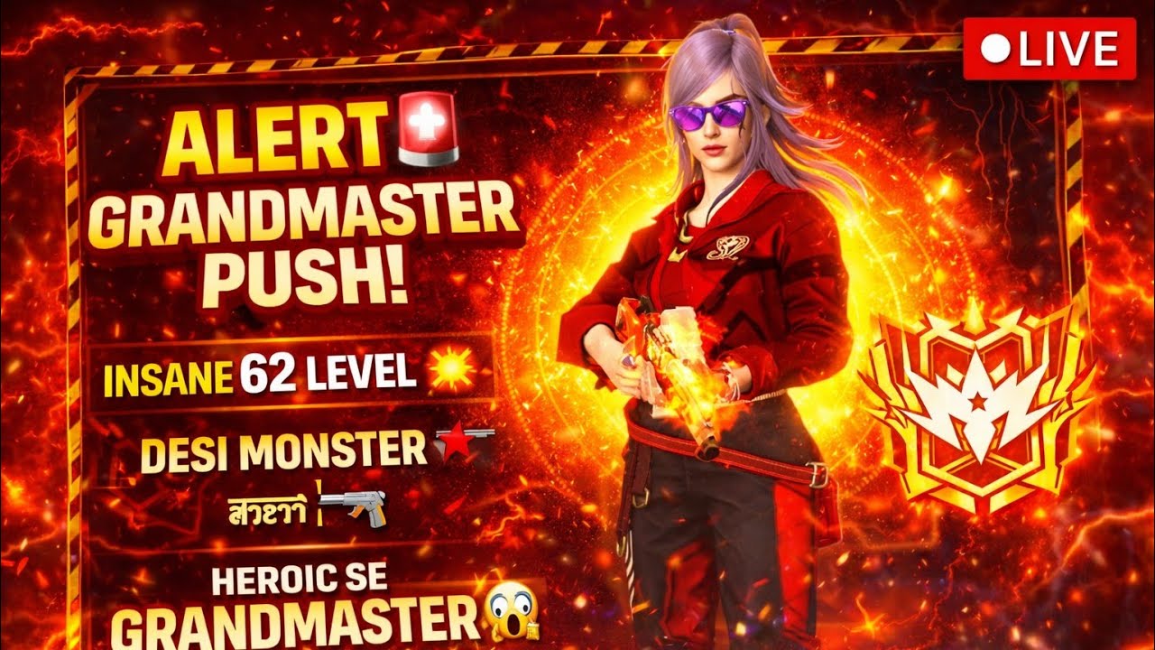 Free Fire LIVE 🔴 | BR Rank Push Full Tryhard Gameplay 😱 | 20+ Kill Challenge