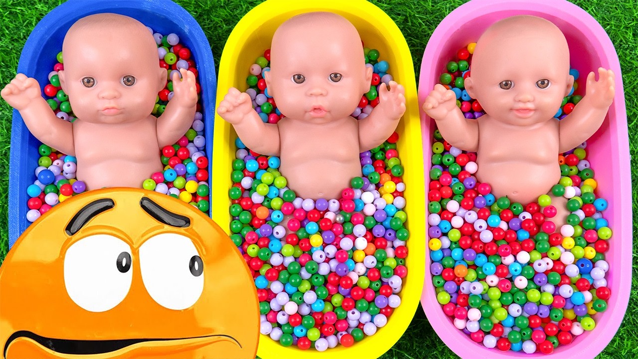 4 Minutes Satisfying with Full of 3 Rainbow BathTubs Candy with M&M's & Magic Slime Cutting Video 18