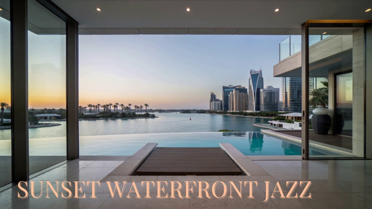 Sunset Waterfront Jazz 🌅 Smooth Ambient Jazz with Luxury City Views