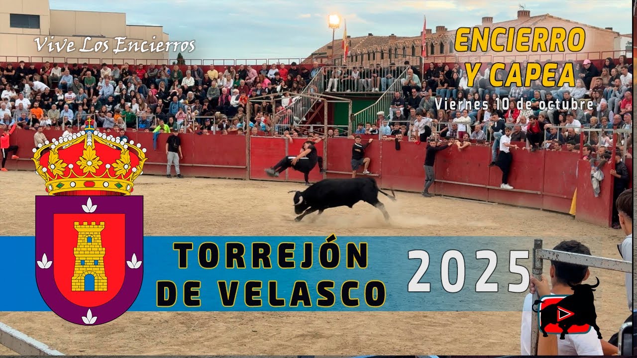 ENCIERRO Y CAPEA TORREJÓN DE VELASCO 10/10/25 (Documental, informativo cultura española taurina)