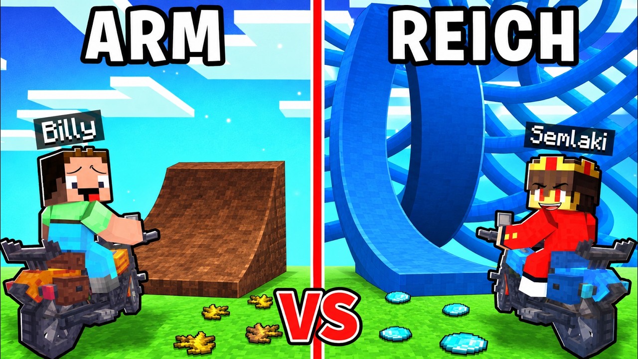 Semlaki und Billy: ARM vs REICH MOTORRAD RAMPE in Minecraft!