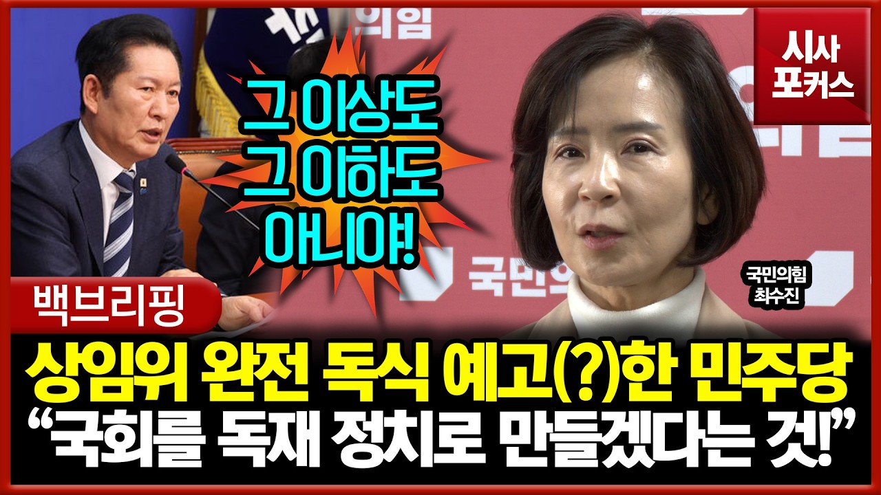 상임위 완전 독식 예고(?)한 민주당... 최수진 