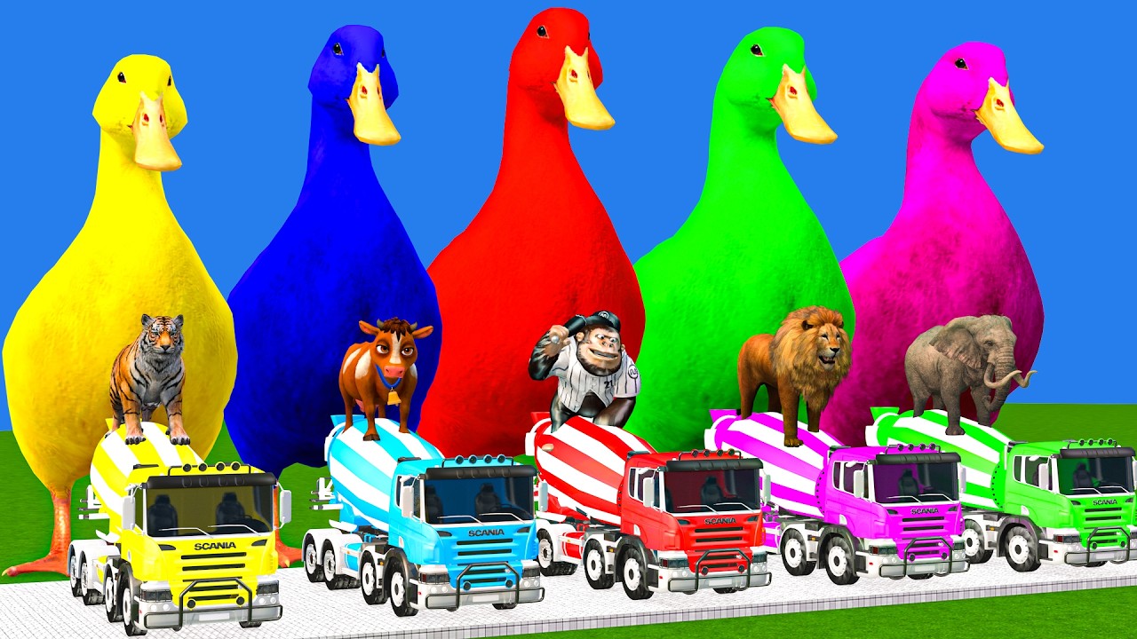 Long Slide Game With Cow Elephant Gorilla Hippopotamus Tiger 3d Animal Game Funny 3d Animals