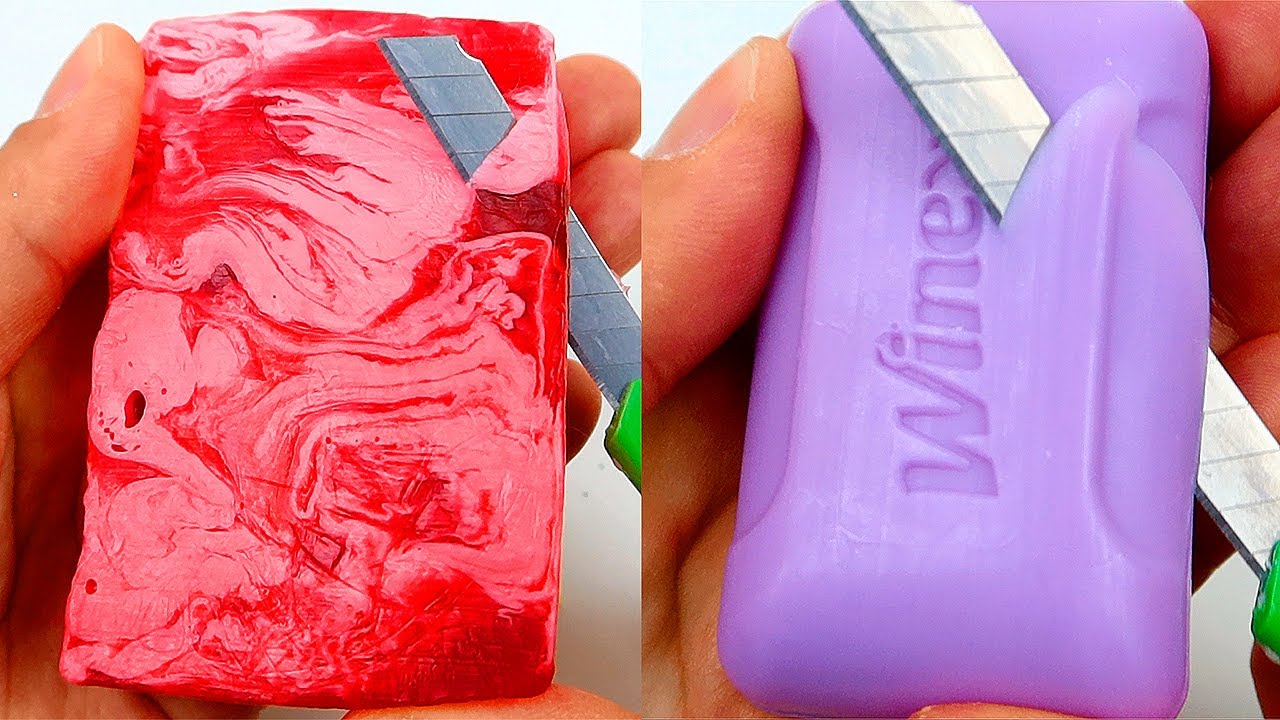 Relaxing Soap Carving. ASMR. Satisfying Soap Cutting-17