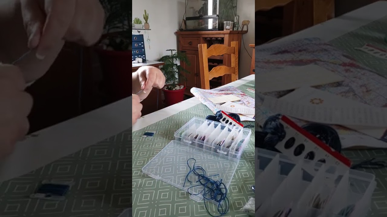 organisation des fils pour ma broderie point de croix 🪡🧵 Loup🐺 de chez #newcraftday 😍😍 en 11ct.