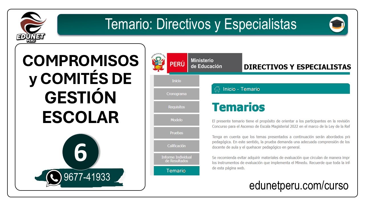Temario Directivos y Especialistas | Compromisos y Comités de Gestión Escolar
