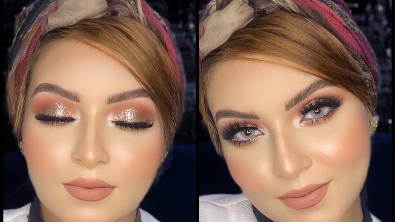 اسهل واشيك لوك ممكن تعمليه لعروسه🥰بيليق علي كل البنات👌+مكياج بجليتر دهبي💥