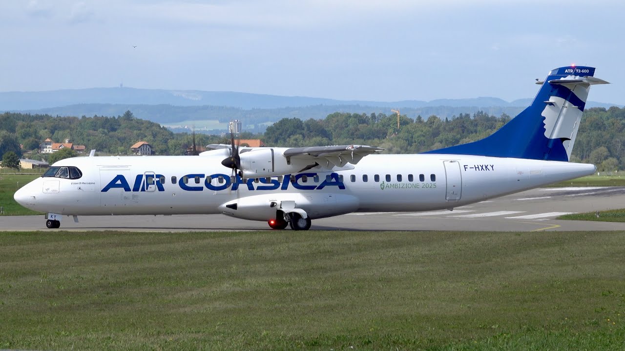Air Corsica's New ATR 72-600 Take-Off to Corsica, with a Nostalgic Swissair DC-3 Surprise!