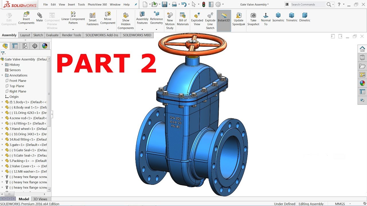 Solidworks tutorial | Design of Gate valve in Solidworks Part 2