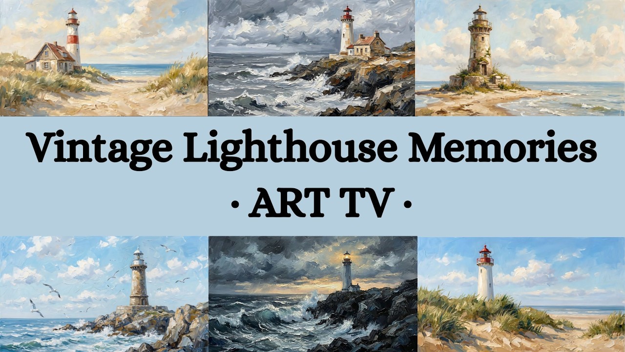 Vintage Lighthouse Frame TV Art | Romantic Seaside Retro Screensaver