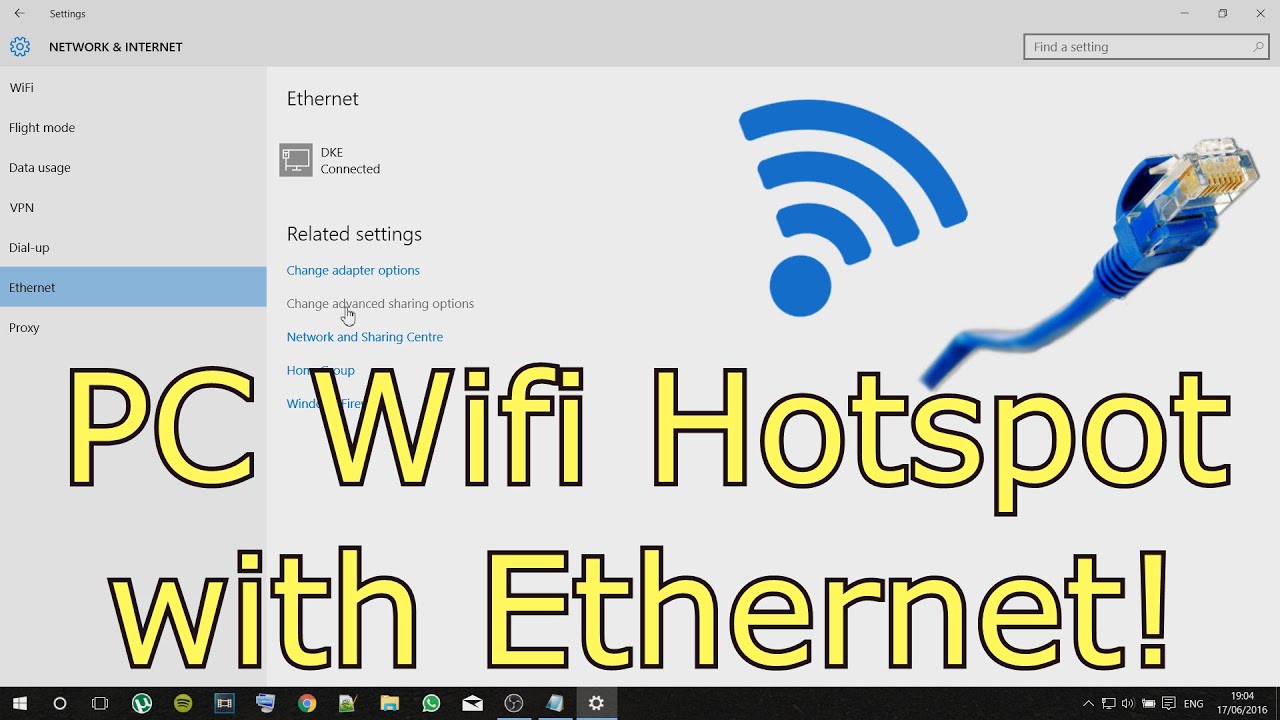 Use PC as WiFi Hotspot with Ethernet!