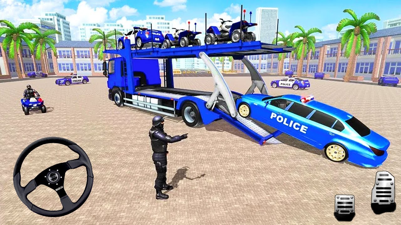 US Police Car Transport Cargo Ship Simulator - Android Gameplay #2